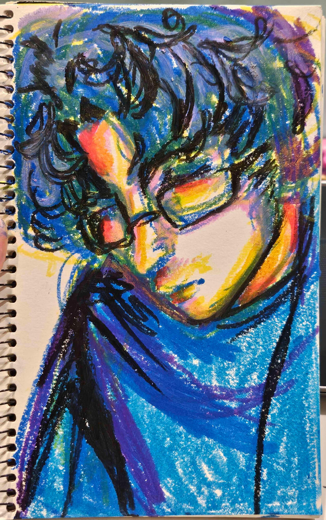 portrait study in gel crayons - 2025
