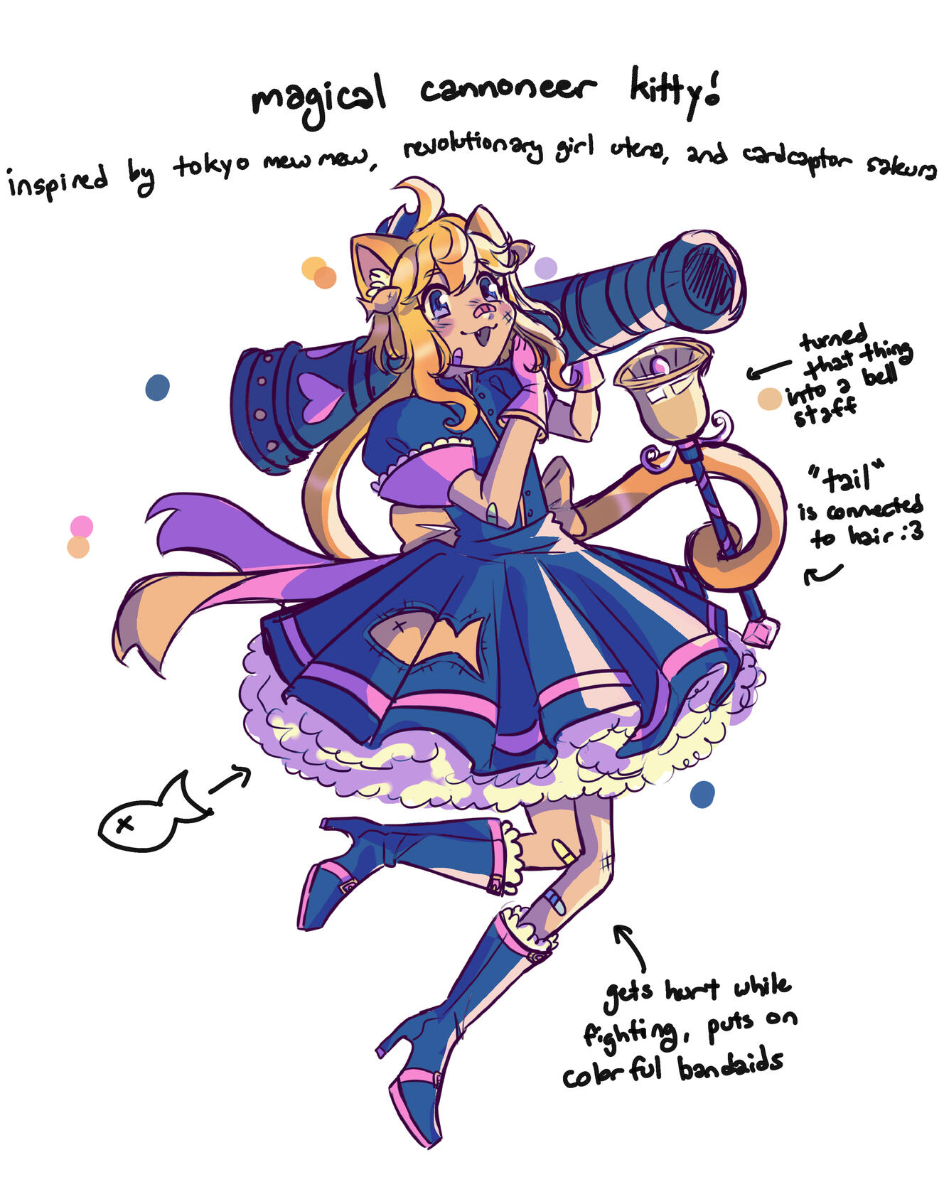 "magical cannoneer kitty!" concept for anime club mascot - 2025